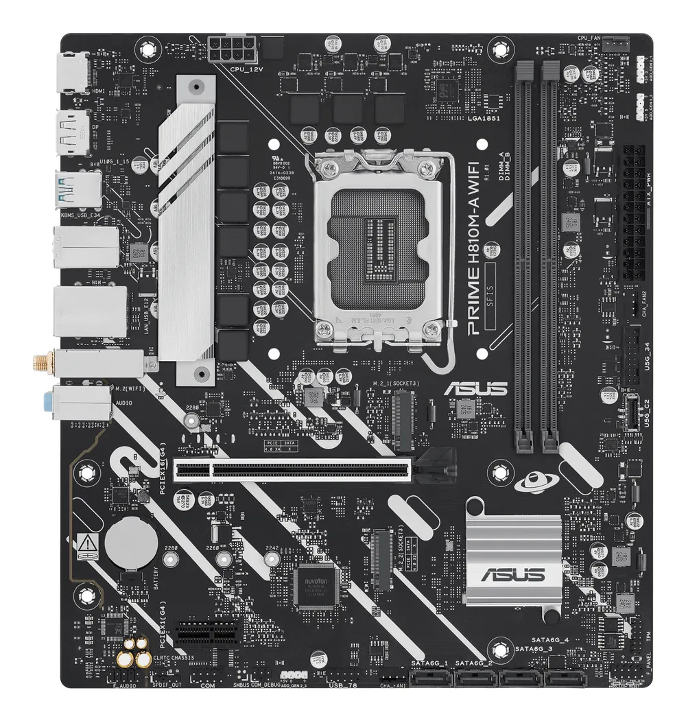 ASUS Intel H810-Motherboard LGA 1851 Micro ATX PRIME H810M-A WLAN DDR5 M.2 PCIe 4.0 WLAN 6 Bluetooth 5.3