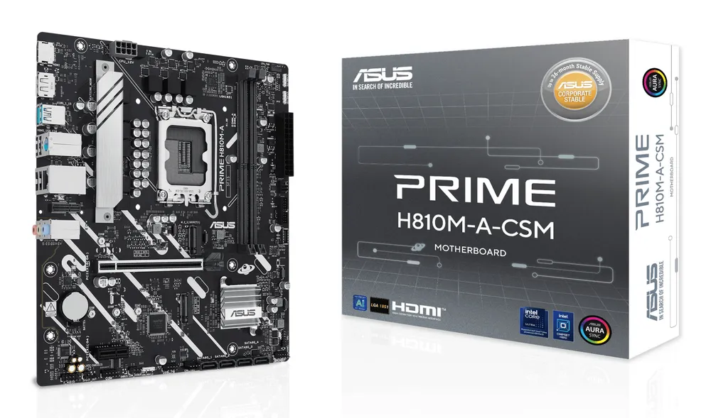 Mainboard ASUS Intel H810 LGA 1851 Micro ATX PRIME H810M-A-CSM mit DDR5 PCIe 4.0 Gigabit LAN