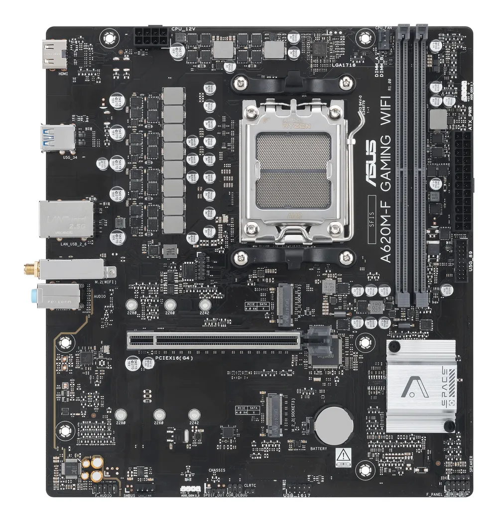 Motherboard ASUS A620M-F GAMING WIFI AMD A620 AM5 DDR5 Micro-ATX WiFi 6 2.5GbE M.2 RAID