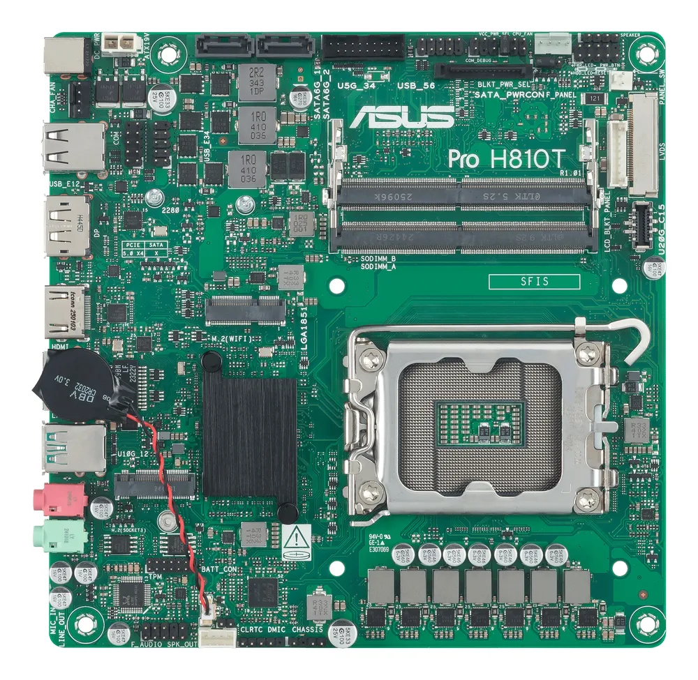 Motherboard ASUS Pro H810T-CSM H810 LGA1851 DDR5 Thin Mini ITX M.2 Gigabit