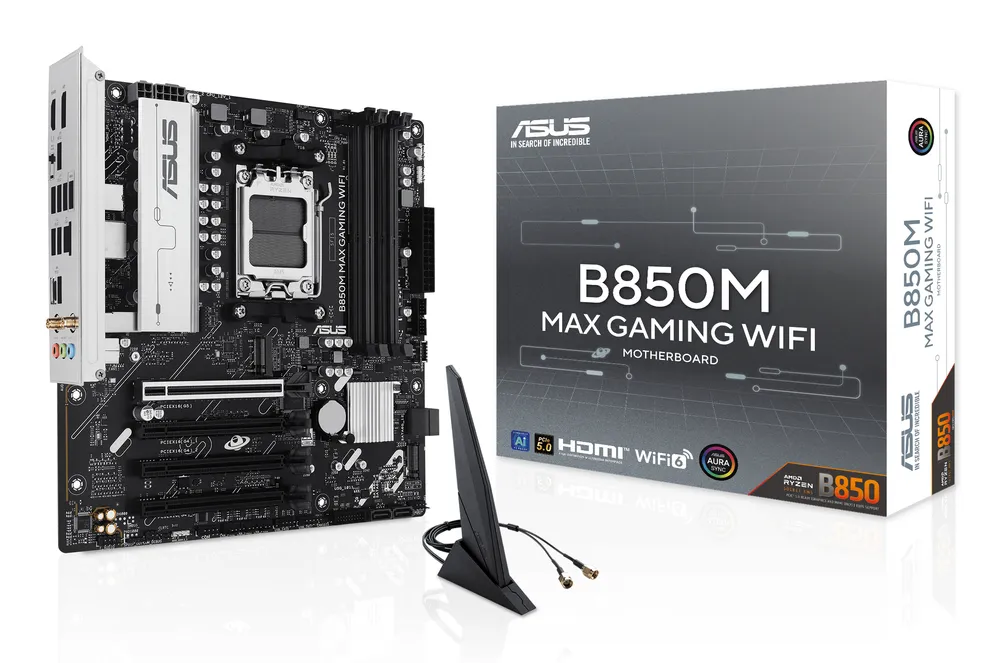 ASUS B850 Micro-ATX-Motherboard AM5 B850M MAX GAMING WIFI DDR5 Wi-Fi 6 PCIe 5.0
