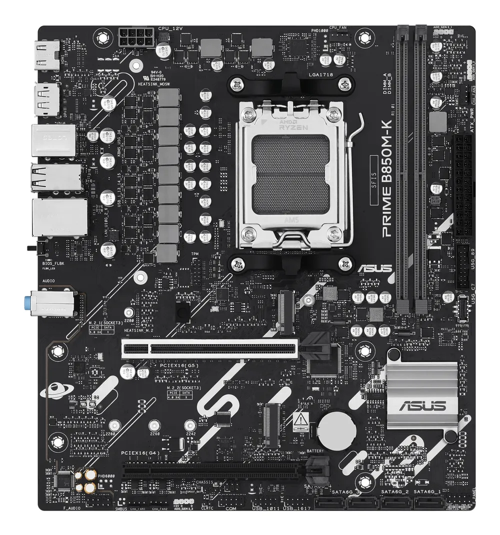 Motherboard ASUS PRIME B850M-K B850 Sockel AM5 DDR5 micro ATX 2.5GbE M.2 PCIe 5.0 RGB