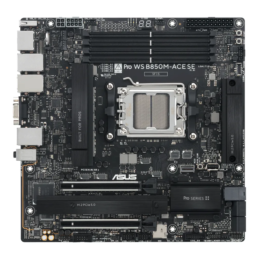 Motherboard ASUS PRO WS B850M-ACE SE B850 Sockel AM5 DDR5 Micro ATX 2.5GbE PCIe 5.0 RAID
