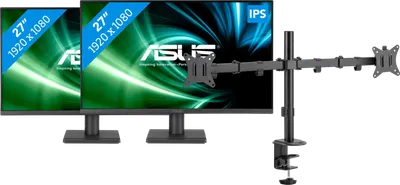 ASUS EyeCare VA279HG Duo Pack + BlueBuilt Monitorhalterung für 2 Monitore
