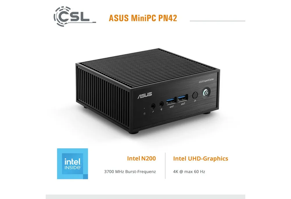 Asus Mini-PC ASUS PN42 Intel N200 Windows 11 Mini-PC (Intel, 16 GB RAM, 2000 GB SSD, passiver CPU-Kühler)