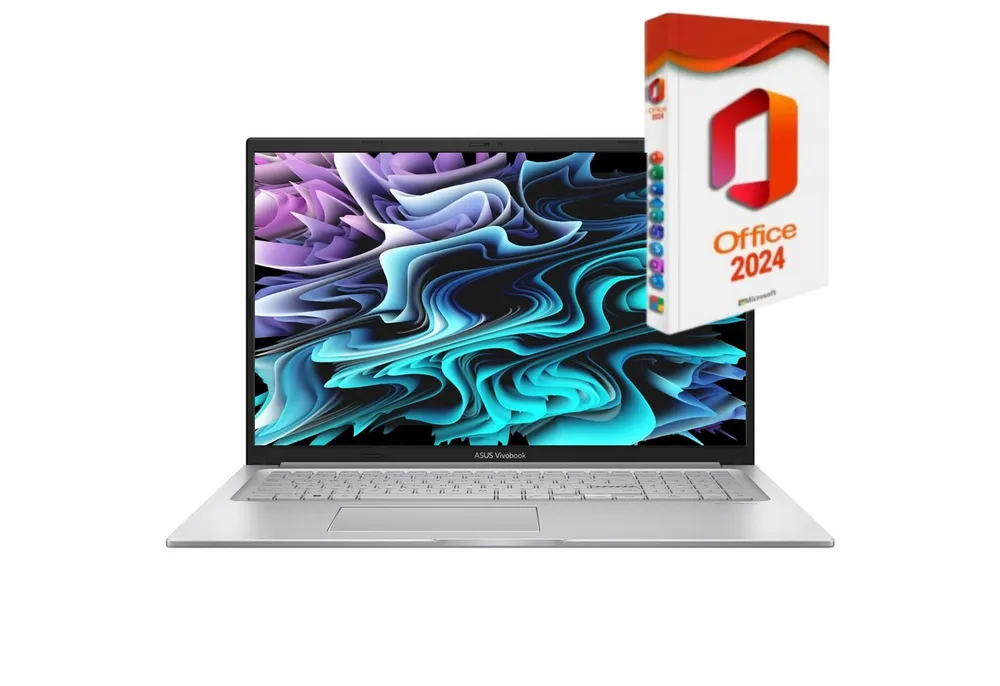 Asus VivoBook X170, Intel Core i7-1355U, Beleuchtete Tastatur, Business-Notebook (Intel Core i7 1355U, Intel Iris Xe, 8 GB, 256 GB SSD, Windows 11 Pro, MS Office 2024 Pro Dauerlizenz)