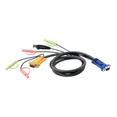 KVM Kabel Aten 1,8 m USB Audio VGA Schwarz HDB-15 zu SPHD-15 2x3.5mm Stecker