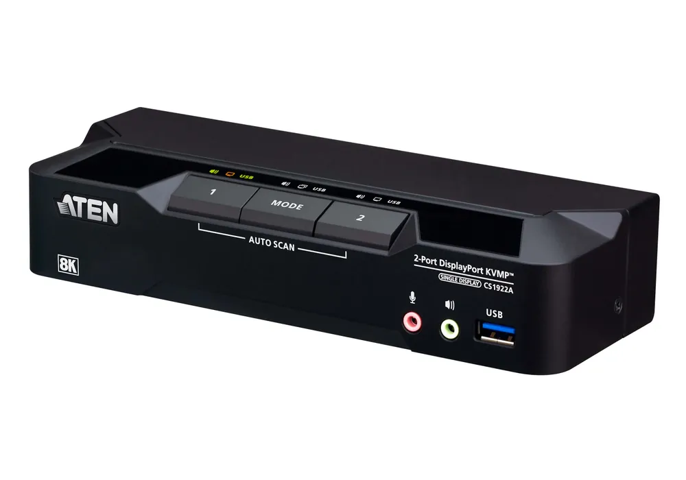KVM-Switch Aten CS1922A 8K Ultra HD 2 Computer DisplayPort USB 3.1