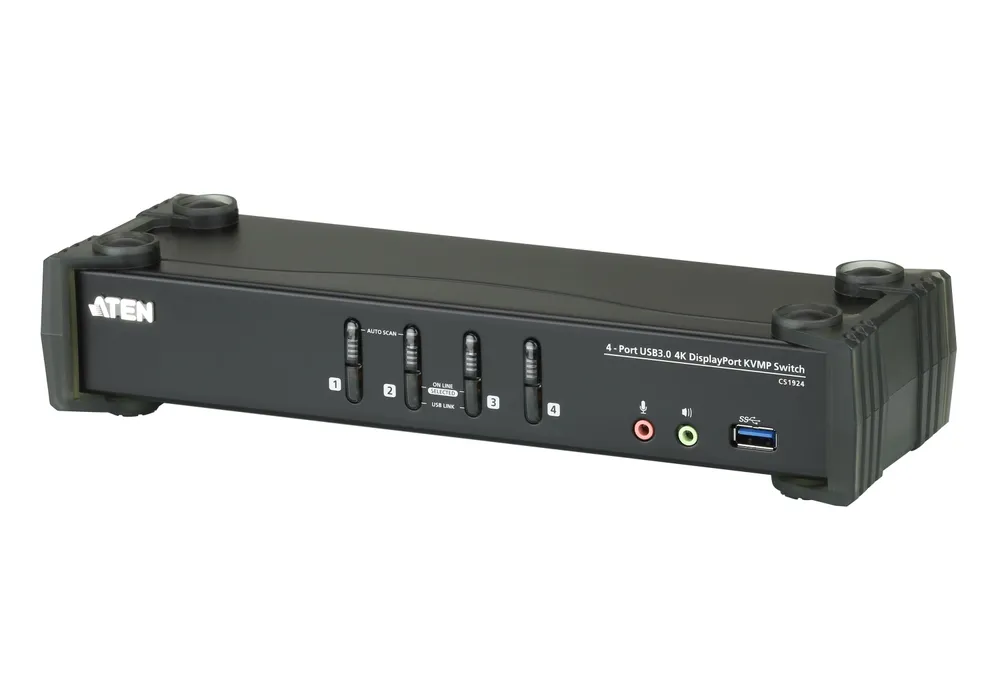 KVM Switch Aten CS1924 4-Port DisplayPort 4K Ultra HD USB 3.0 mit Audio Hub