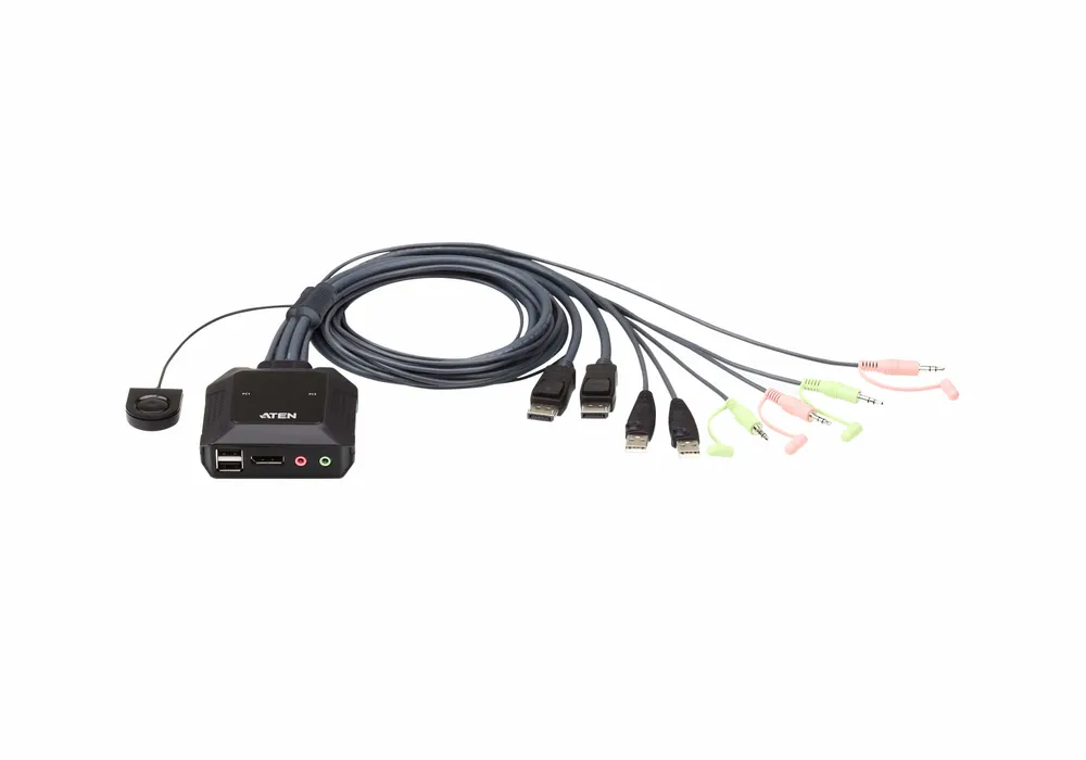 KVM-Switch Aten CS22DP 2 Ports DisplayPort USB mit Kabel
