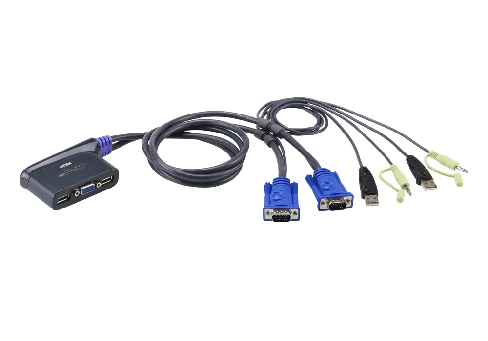KVM-USB-Switch 2 Ports Aten CS62U Blau