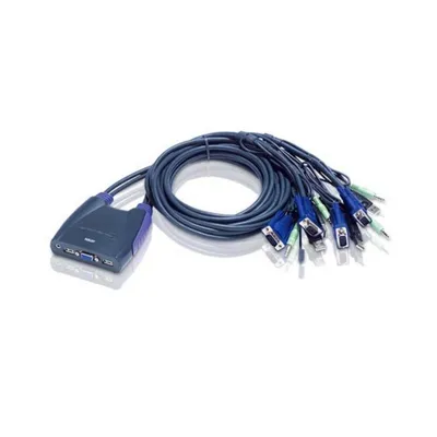 KVM Switch ATEN CS64US 4-Port VGA Audio USB Blue DynaSync Update-fähig