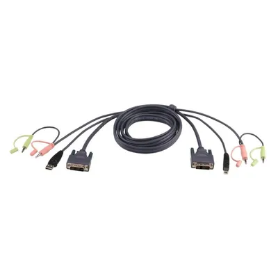 KVM-Kabel ATEN 2L-7D02U DVI-D USB Single Link 1,8m Schwarz Audio männlich