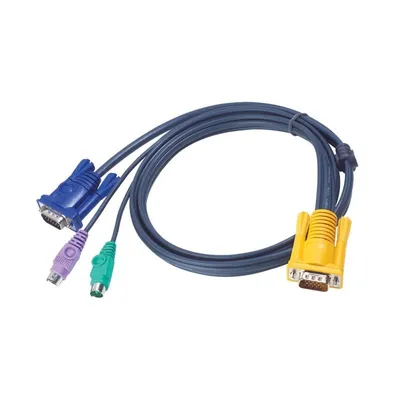 KVM-Kabel ATEN 2x PS/2 1x VGA 1,8 m Schwarz HDB-15 Male zu SPHD-15 Male Slim