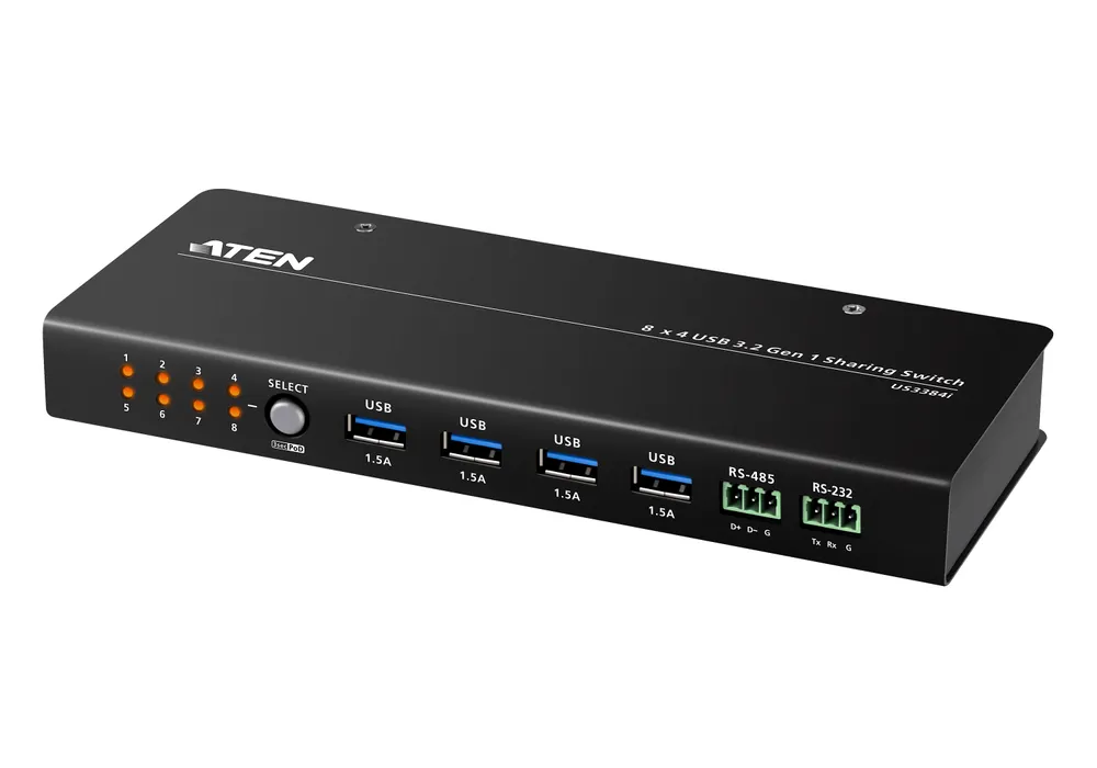 KVM Switch Aten US3384I-AT 8 PC 4 USB 3.2 Schwarz Metall