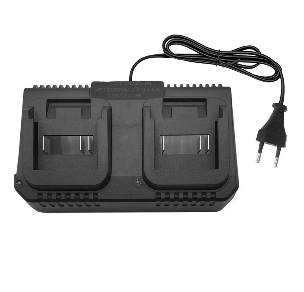 Athlix Akku-Ladegerät für Makita 18 V Lithium-Akku BL1830 2 Ports Batterie-Ladegerät (2 Steckplätze, 18V-21V, 80cm Kabellänge)