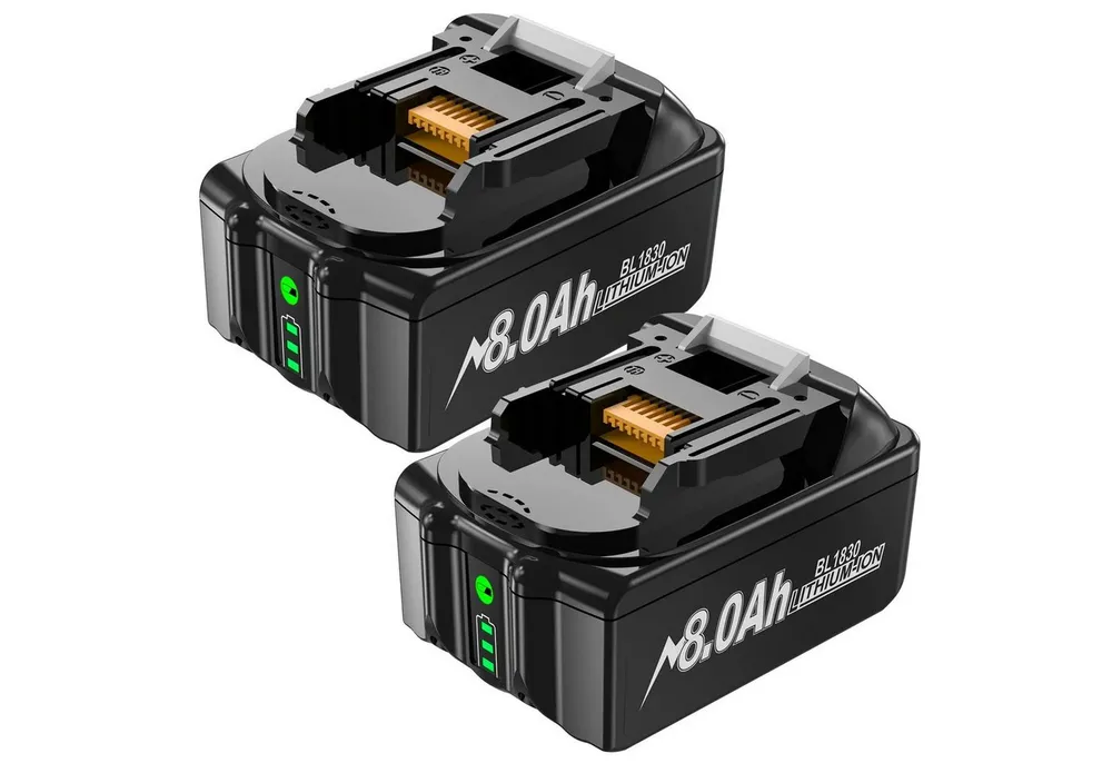 Athlix Ersatz Akku 8,0 Ah für Makita 18V, 2er Set, BL1860 BL1850 Akkupacks Akku 8000 mAh (18 V), 2 Stück, 8000 mAh, 20 % längere Laufzeit