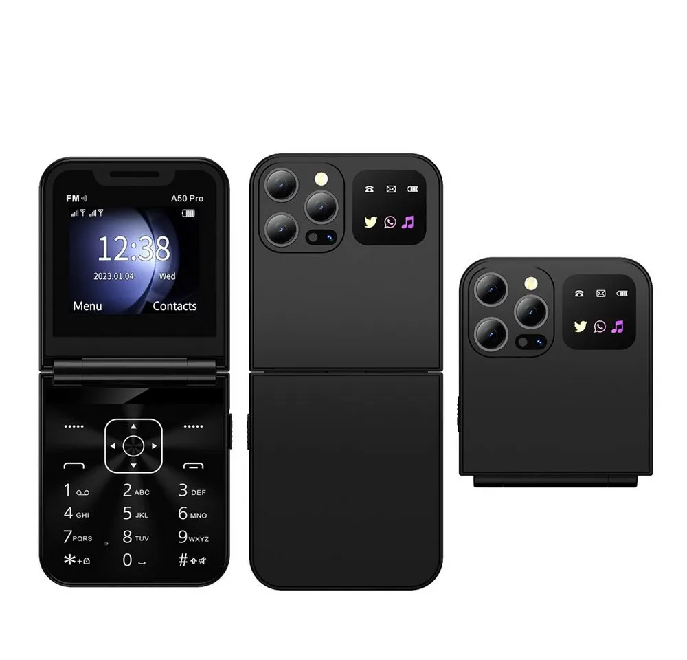 Athlix SERVO A50 PRO Flip Mobiltelefon 2G GSM Rentner Kinder Smartphone Klapphandy (180° Flip-Design, Dual-SIM, große Tasten)