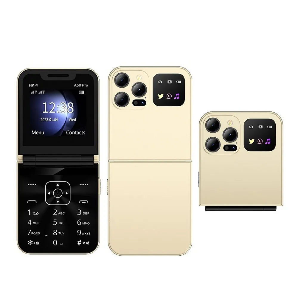 Athlix SERVO A50 PRO Flip Mobiltelefon 2G GSM Rentner Kinder Smartphone Klapphandy (180° Flip-Design, Dual-SIM, große Tasten)
