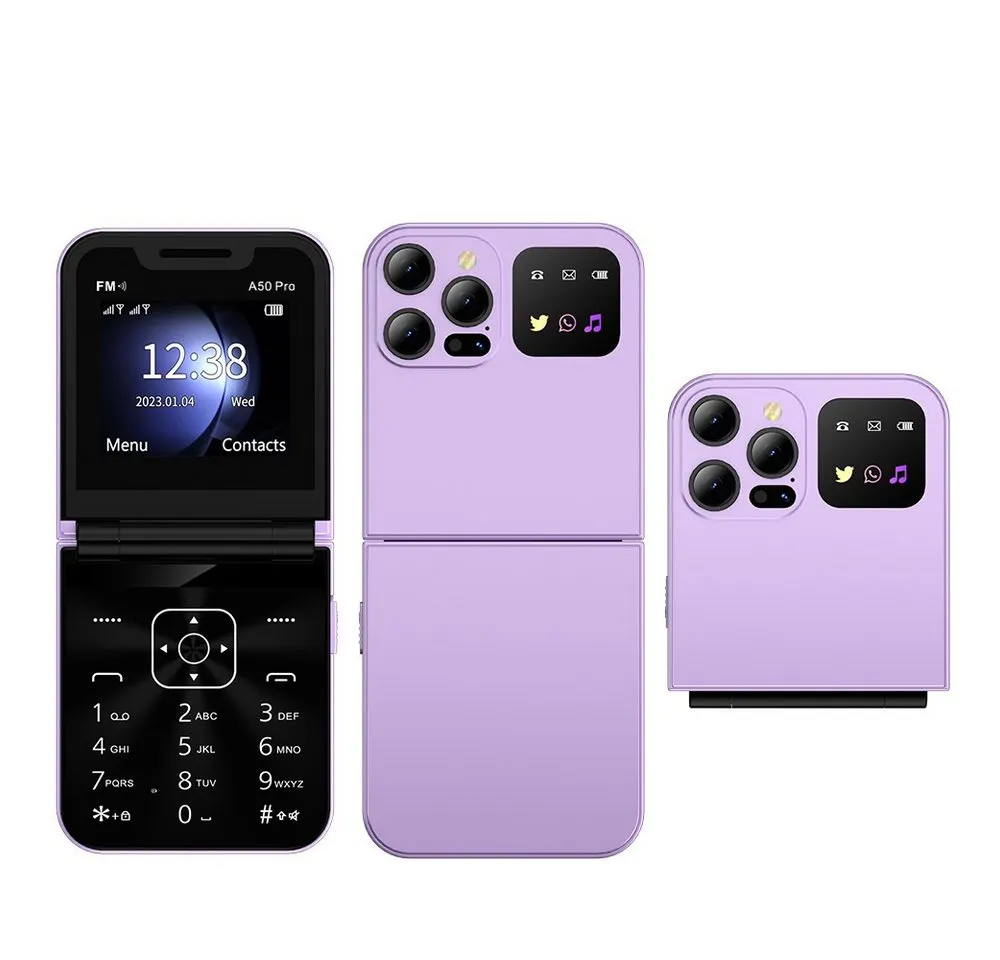 Athlix SERVO A50 PRO Flip Mobiltelefon 2G GSM Rentner Kinder Smartphone Klapphandy (180° Flip-Design, Dual-SIM, große Tasten)