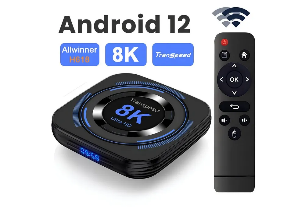 Athlix Streaming-Box Streaming-Box Android 12 8K TV Box Streaming Box H618 Dual Wifi, Netflix, Disney+, Prime Video, Apple TV+, Youtube, Paramount+ uvm
