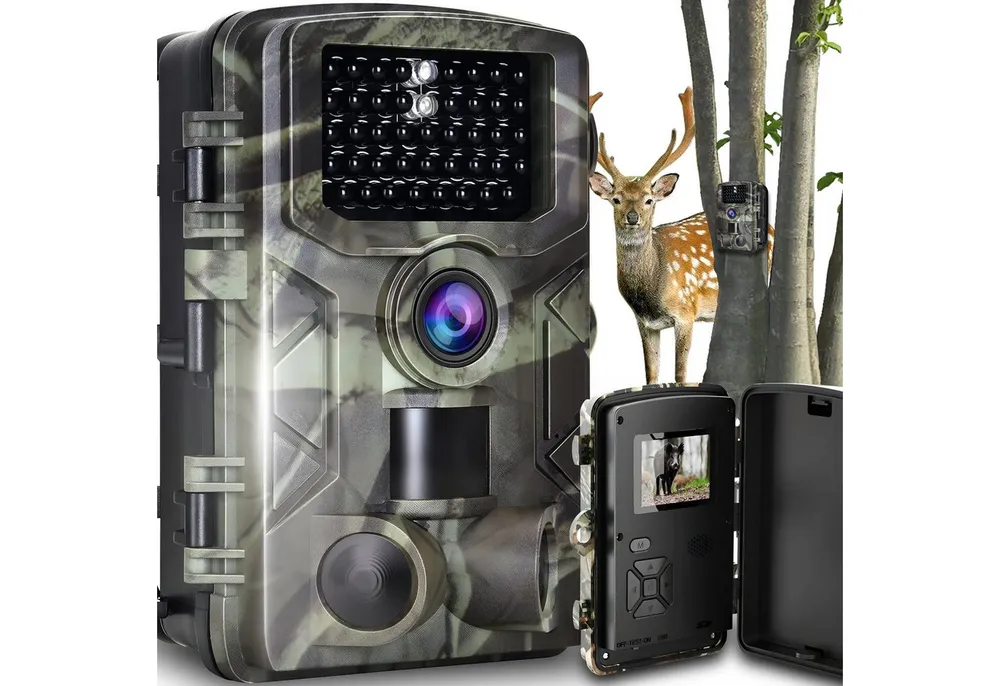 Athlix Wildkamera Infrarot Nachtsicht Wildkamera Überwachungskamera Outdoor Kamera (120° PIR-Weitwinkel, IP66 Wasserfest, 1080P Videoauflösung)