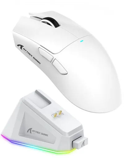 ATTACK SHARK X11 Kabellose Gaming-Maus mit Magnetischer Ladestation Gaming-Maus (Bluetooth, kabelgebunden, 2.4G, 22000 dpi)