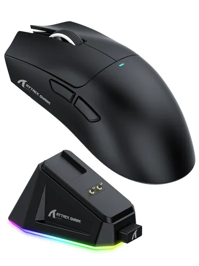 ATTACK SHARK X11 Kabellose Gaming-Maus mit Magnetischer Ladestation Gaming-Maus (Bluetooth, kabelgebunden, 2.4G, 22000 dpi)