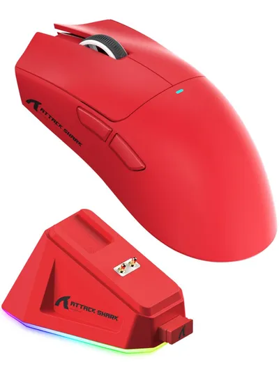 ATTACK SHARK X11 Kabellose Gaming-Maus mit Magnetischer Ladestation Gaming-Maus (Bluetooth, kabelgebunden, 2.4G, 22000 dpi)