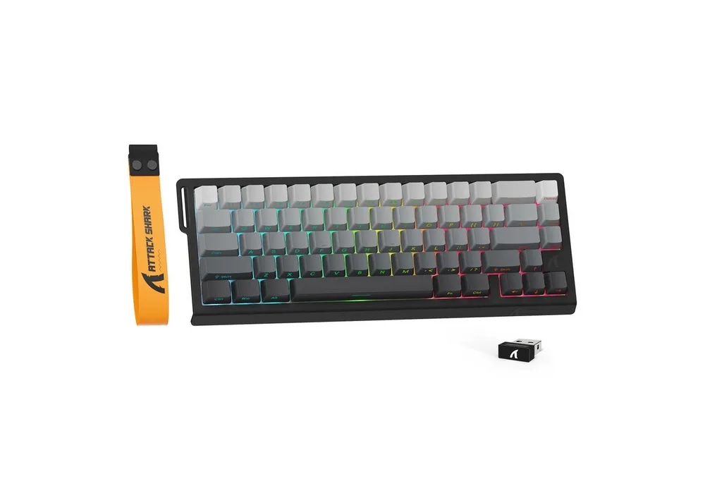 ATTACK SHARK X68PRO HE 8KHz Rapid Trigger Wireless Gaming-Tastatur,0,01mm RT Gaming-Tastatur (Hall-Effekt-Magnetschalter,BT/2.4G/Kabel,RGB)