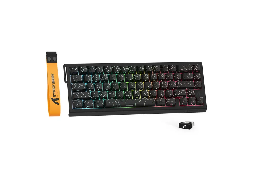 ATTACK SHARK X68PRO HE 8KHz Rapid Trigger Wireless Gaming-Tastatur,0,01mm RT Gaming-Tastatur (Hall-Effekt-Magnetschalter,BT/2.4G/Kabel,RGB)