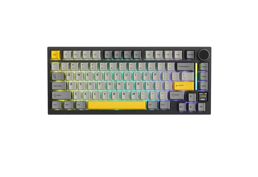 ATTACK SHARK X820 Ultra Mechanische Tastatur mit,75% ANSI-Layout, 2,4 GHz/BT/Wired Gaming-Tastatur (Gasket,TFT-Bildschirm und Knopf,5 Sound-Absorbing Foams,Hot-Swap)