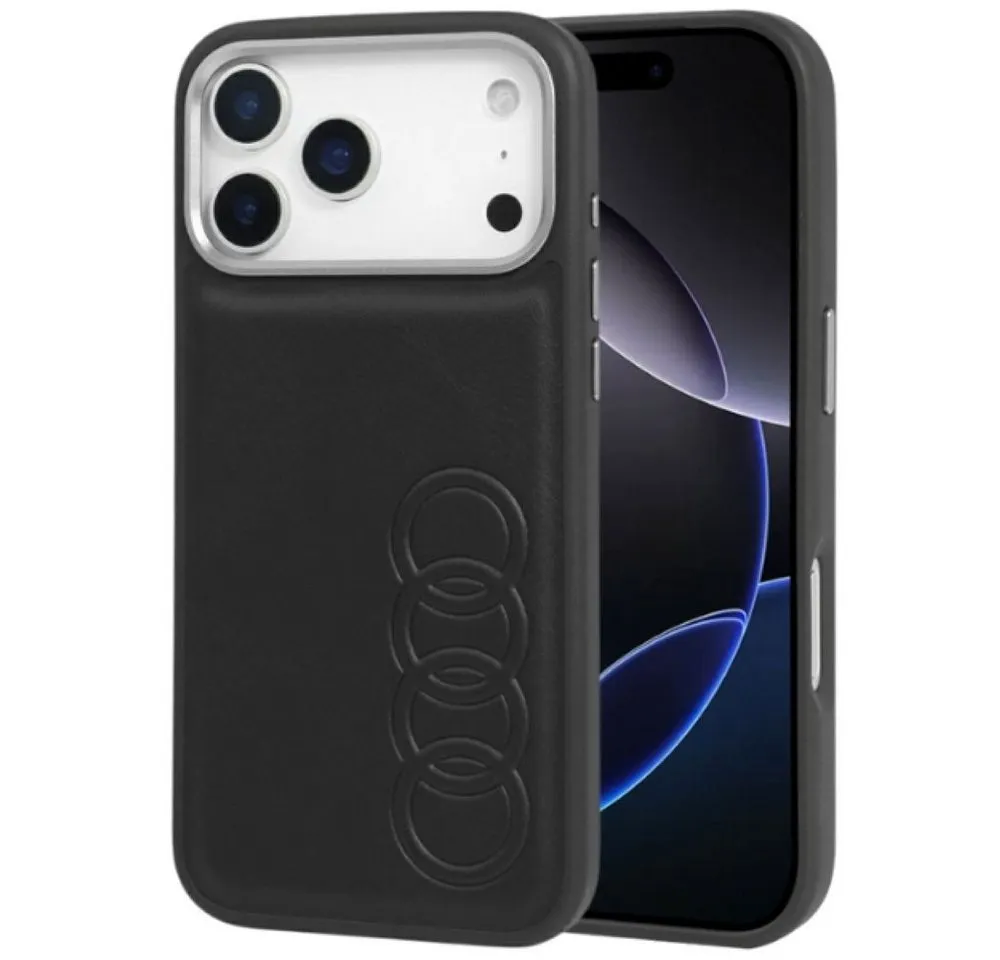 Audi Handyhülle iPhone 17 Pro Max Kunstleder TT MagSafe schwarz Logo 6,9 Zoll, Kantenschutz