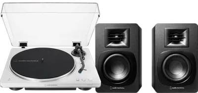 Audio-Technica AT-LP70xBT Weiß + Audio-Technica ATH-SP3X Schwarz