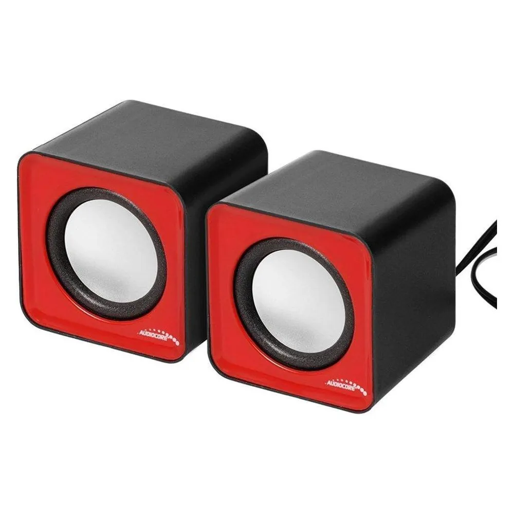 Lautsprecher Audiocore 2-Wege kabelgebunden 3W grau und rot mit USB und 3