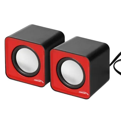 Lautsprecher Audiocore 2-Wege kabelgebunden 3W grau und rot mit USB und 3,5-mm-Klinke