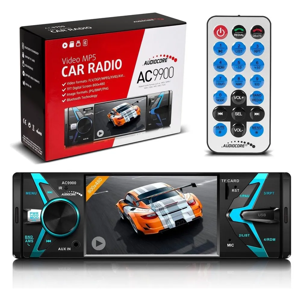 Radio 1 DIN Audiocore AC9900 4x50W Bluetooth USB SD