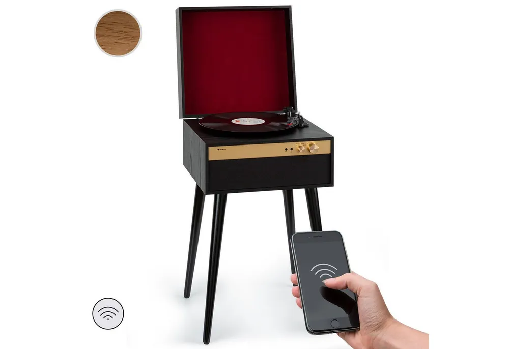 Auna Berklee TT Case Plattenspieler (Riemenantrieb, Bluetooth, Bluetooth lautsprecher Kopfhöreranschluss AUX IN Schwarz)
