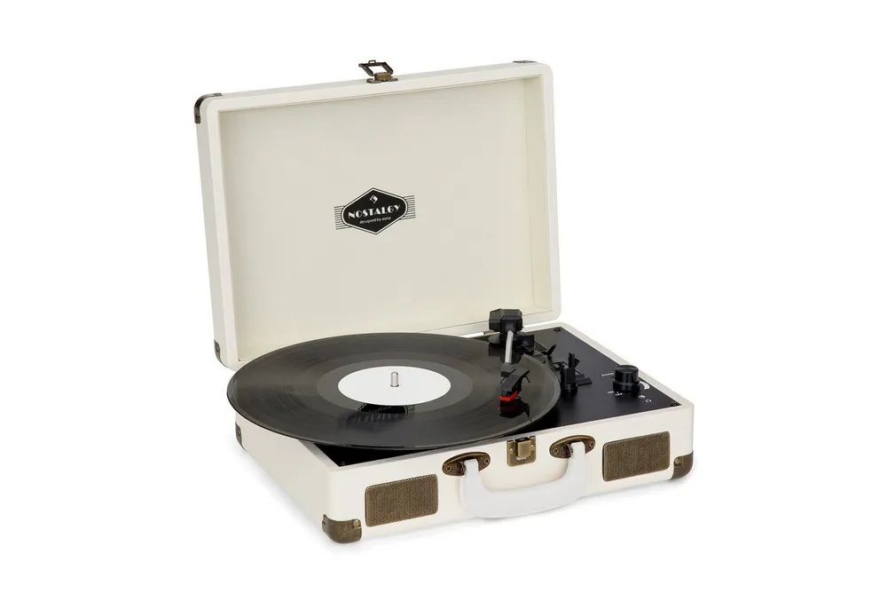 Auna Peggy Sue Plattenspieler (Riemenantrieb, Schallplattenspieler Retro mit Lautsprecher Vinyl Plattenspieler)