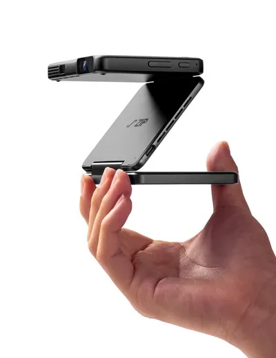 Aurzen 4K Unterstützt ZIP Tri-Fold DLP Mini-Projektor Taschenformat Beamer (1920 x 1080 px, Autofokus ohne Verzögerung, 1-Klick-Spiegelung, Vollbildmodus)