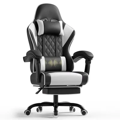 Gaming-Stuhl Autrucker Vibrationsmassage, Verstellbare Kopfstelle, Neigung 135°, Schwenkbar 360°