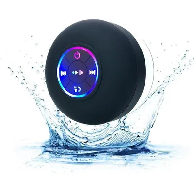 Bluetooth Lautsprecher Autrucker IPX4 Wasserdicht mit Saugnapf und Mikrofon LED