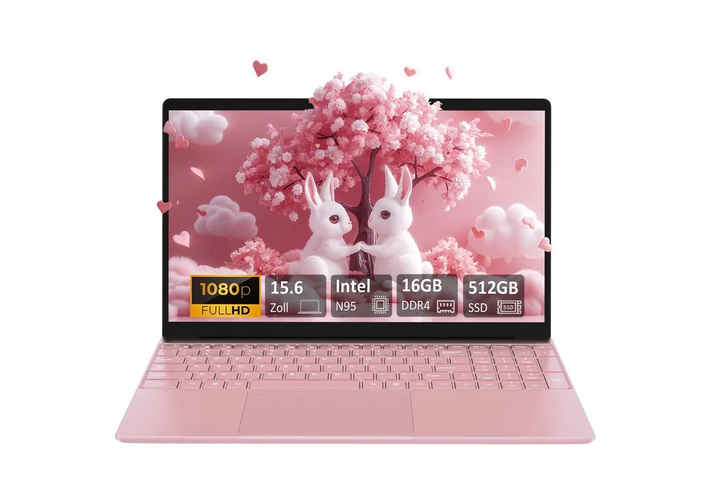 Auusda 15,6-Zoll-Laptop mit 1 Kamera und eingebautem Akku Notebook (39,6 cm/15.6 Zoll, Intel Alder Lake N95, 16 GB, 512 GB SSD, hintergrundbeleuchtete Tastatur & Fingerabdruck-Entsperrsystem)