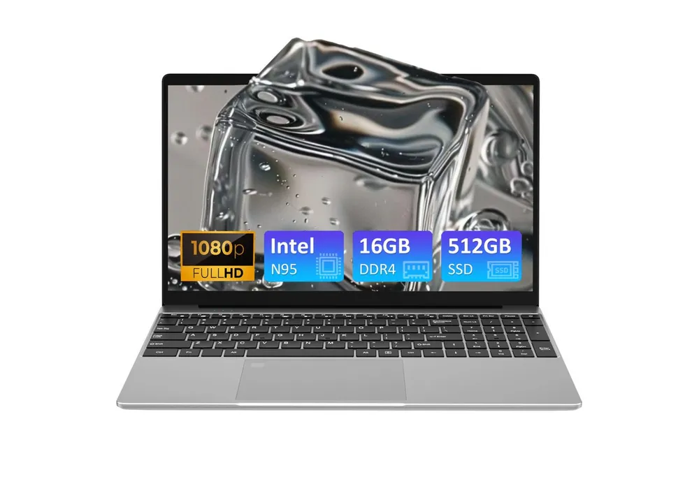 Auusda T152A Laptop, 15.6 Zoll, Intel N95, 16GB RAM, 512GB/1TB NVMe SSD Notebook (39,6 cm/15.6 Zoll, Intel Alder Lake-N95, 16 GB, 512 GB SSD, with Fingerprint Unlock, Cooling Fan, Webcam, Dual Speakers, Mini HDMI)