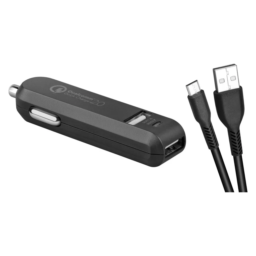 Avacom CarMAX 2 Autoladegerät (microUSB) schwarz / 2x Qualcomm Quick Charge 2.0 / microUSB-Kabel