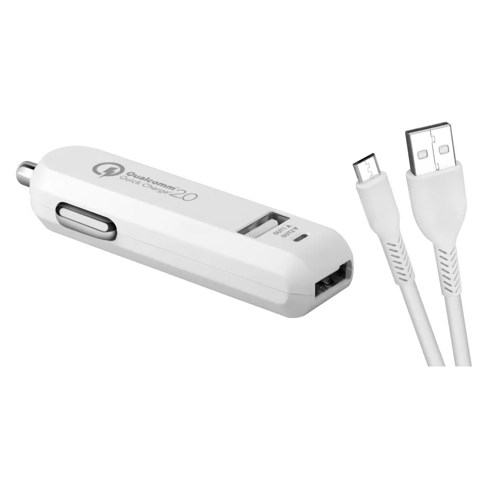 Avacom CarMAX 2 Autoladegerät (microUSB) weiss / 2x Qualcomm Quick Charge 2.0 / microUSB-Kabel