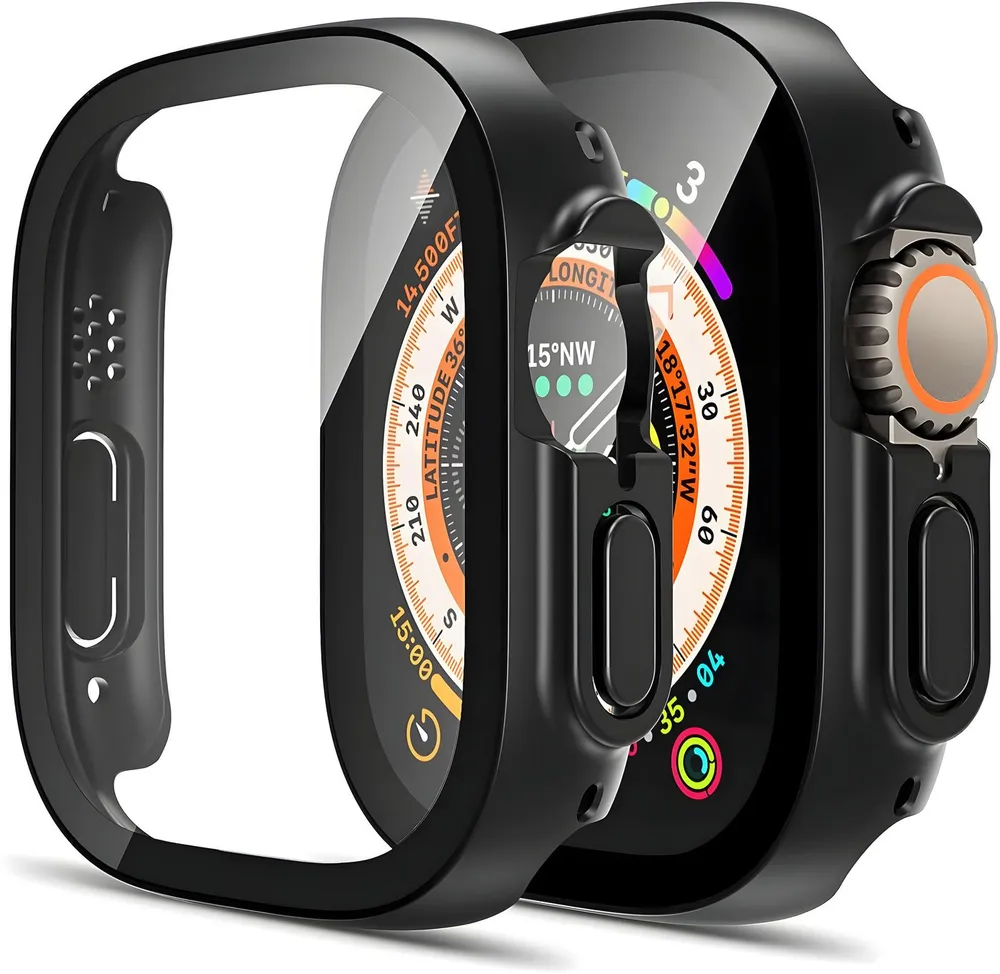 AVANA Smartwatch-Hülle für Apple Watch Ultra 3 / 2 / 1 49mm Hülle iwatch Schutzhülle Case 360, Full-Cover, Glas Displayschutz, Schwarz