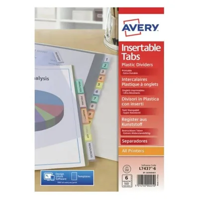 Papier für Drucker A4 Avery 05611501 6 Blätter bunte Farben
