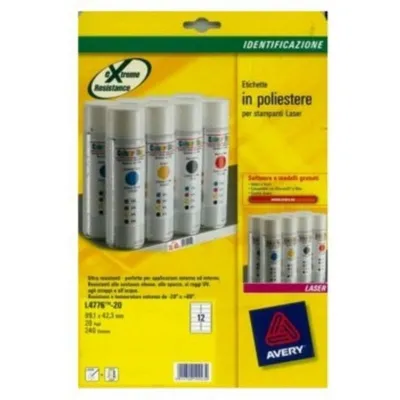 Etiketten für Drucker Avery L4776-20 Laser A4 99,1 x 42,3 mm
