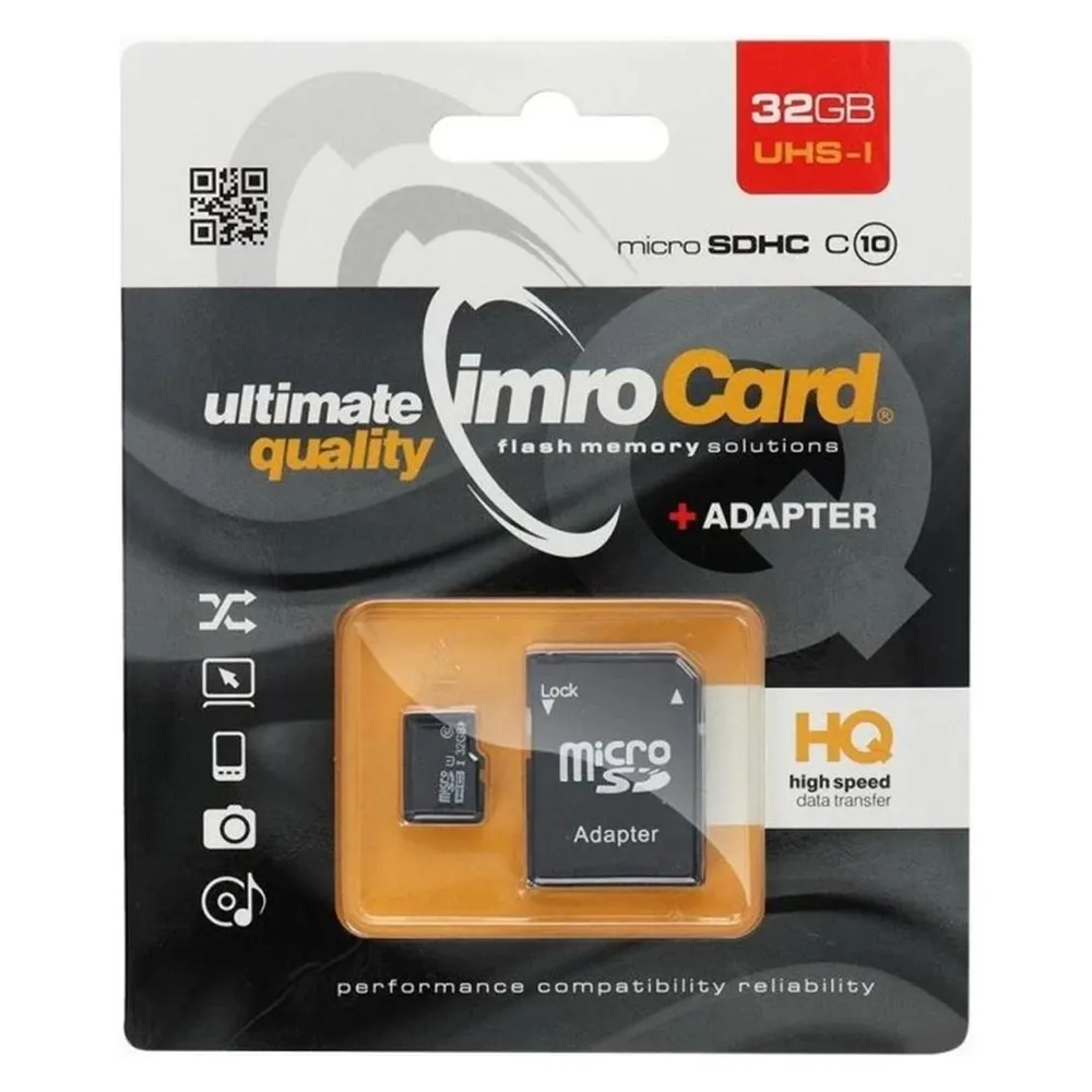 Speicherkarte AVIZAR IMRO 10/32G UHS-I ADP 32GB MicroSDHC UHS-I Class 10 Schwarz